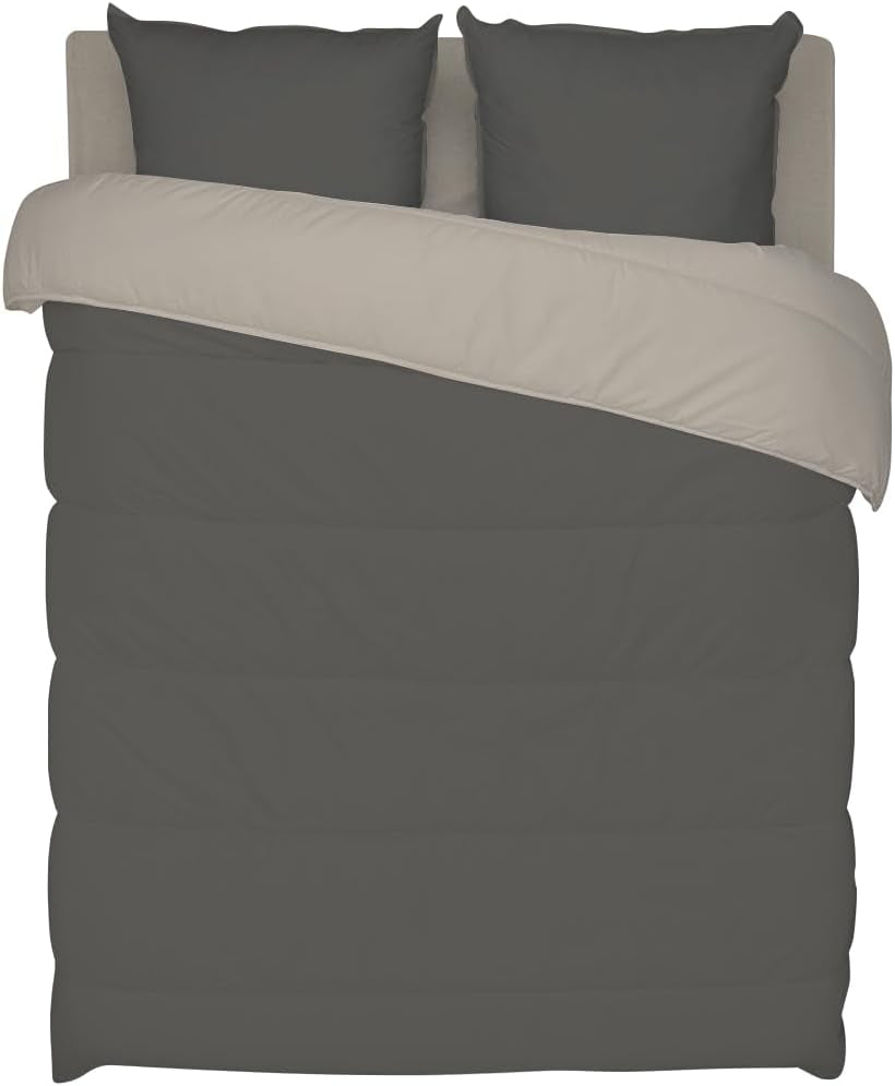 Bleu Câlin bicolor vendbar quilt til 2 personer, microfiber, bordeaux/peber, 220X240 cm Dyner og dyner Naty Shop Grafit/ildfast ler 140 X 200 Cm