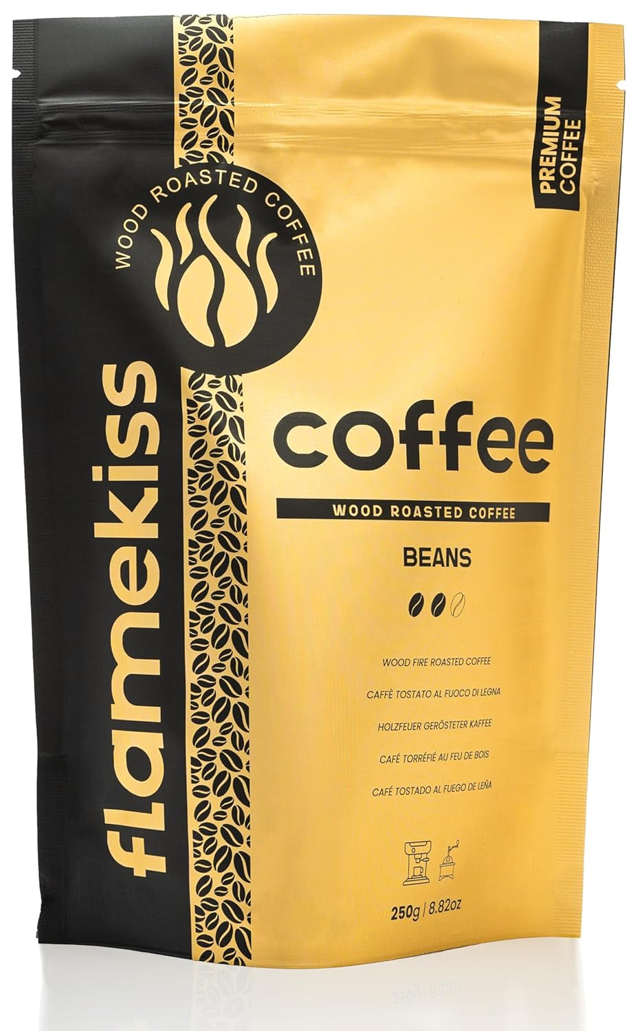 Boabe de cafea 250g – Boabe de espresso Arabica și Robusta de înaltă calitate, prăjite manual în lemn, pentru gustul plin și aromat al boabelor de cafea