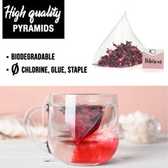 ORIGEENS CEAI DE HIBISCUS BIO Calitate premium - 50 pliculețe | Flori de hibiscus uscate bio pentru ceai, ceai de fructe, ceai rece, ceai karkade | Ceai de hibiscus pentru cură de detoxifiere și drenaj