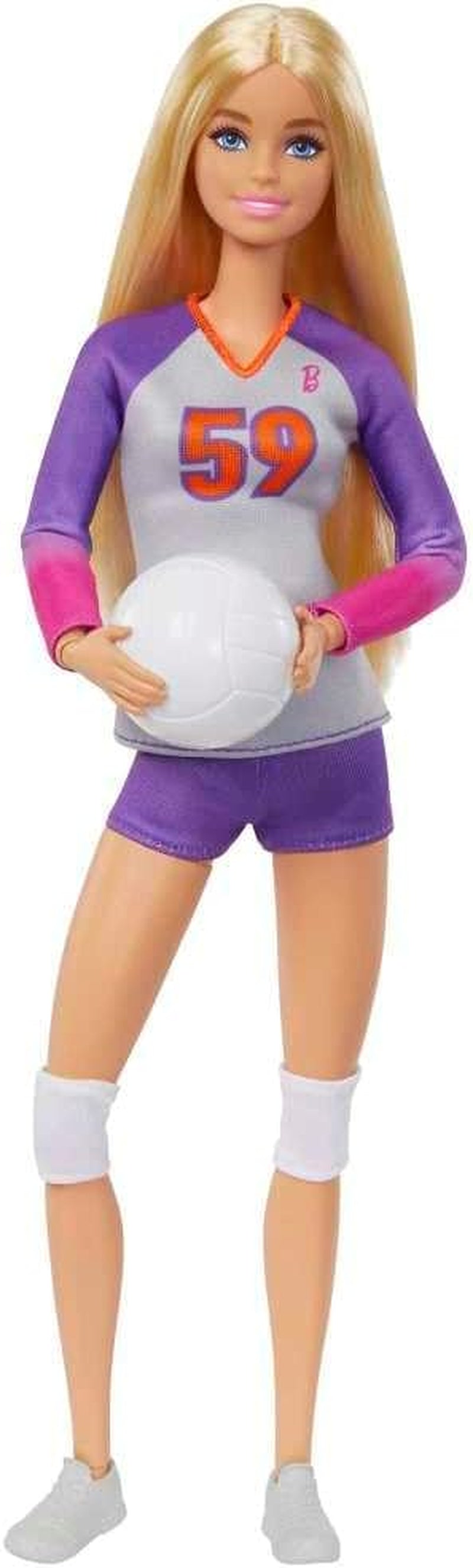 Barbie Made to Move - Volleyballspillerdukke med T-shirt og bold - 22 led til realistisk leg, inkluderer volleyball og sportstøj, HKT72 Naty Shop Dukker