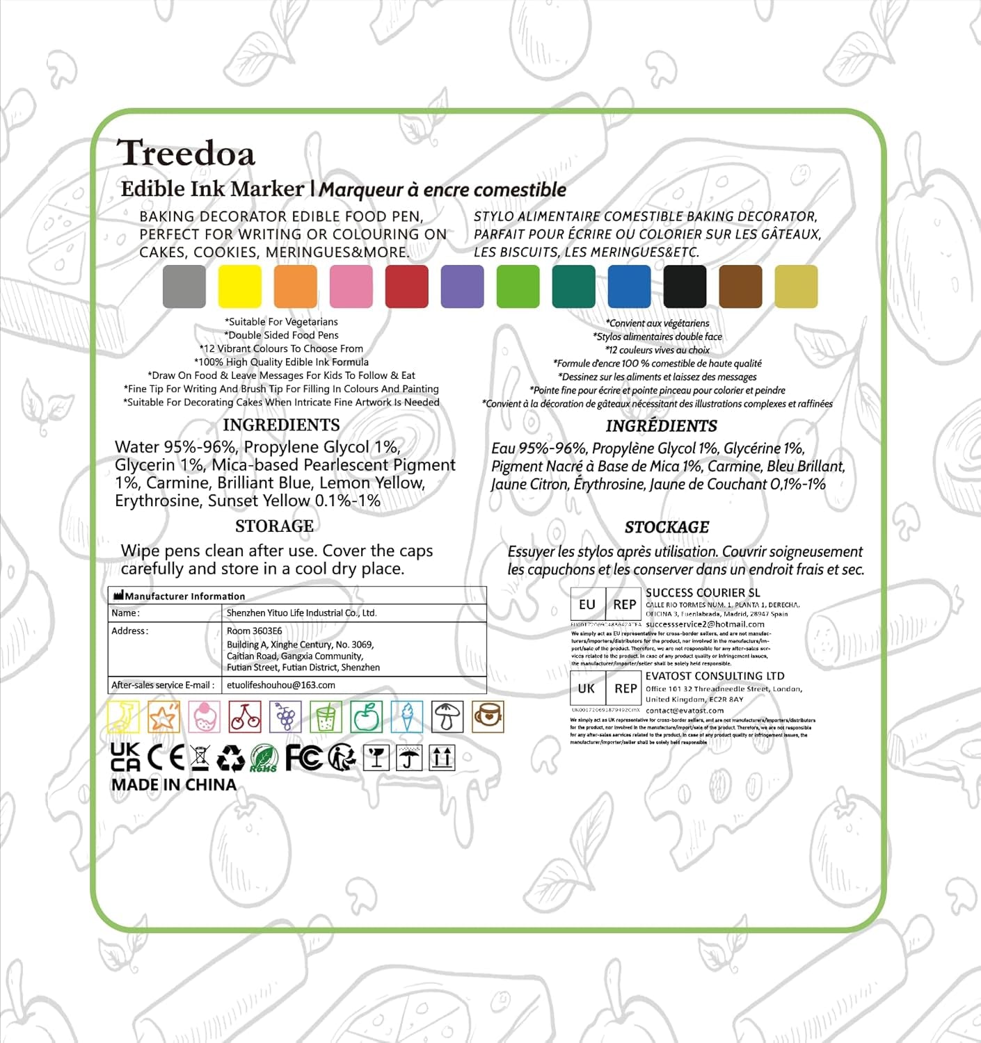 Pixuri de colorat alimentar pentru copt, pix de colorat alimentar pentru ouă de Paște, pixuri de colorat fondant, 12 markere cu punct fin, alimente, scriitor pentru fursecuri, prăjituri, fondant, deserturi, pix comestibil de scris