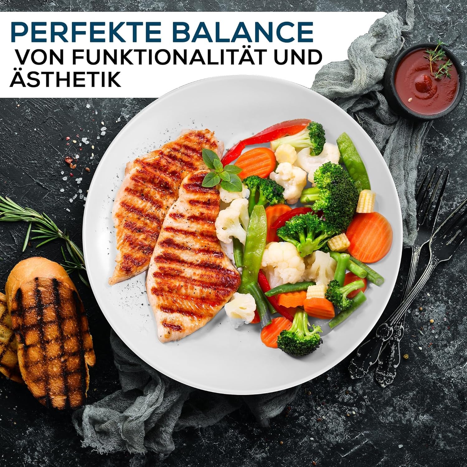 MIAMIO - Set de veselă din ceramică, 24 de piese, serviciu combinat pentru 6 persoane - potrivit pentru mașina de spălat vase și cuptorul cu microunde - Colecția Palmanova (Alb)