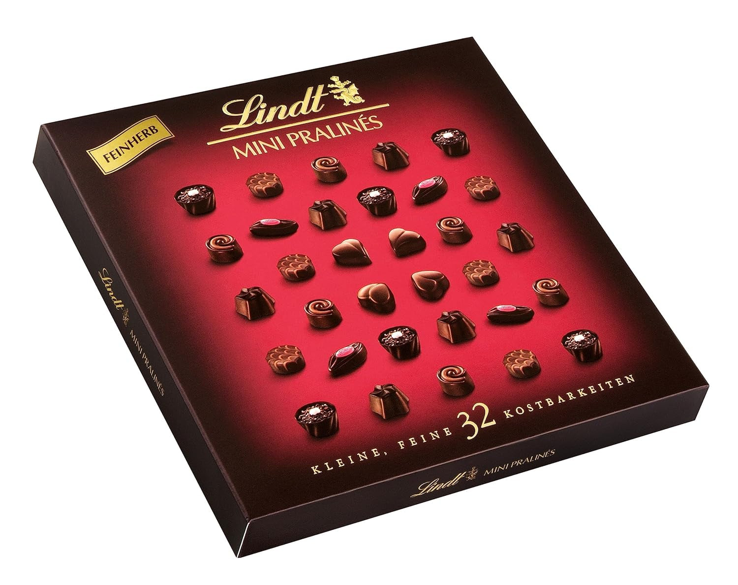 Lindt, chokoladeæske med 18 praliner hver i 6 sortimenter, 90 gram Naty Shop Chokolade Candies 163 gram Mørk chokolade med diverse fyld