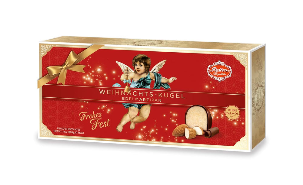 Reber Mozart kugler med mørk chokolade, pakke med 6 med marcipan og nougat, vegansk - 1 x 120 g