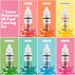 Colorant alimentar liposolubil 7 culori Macaron x 12 ml, colorant alimentar foarte concentrat pe bază de ulei pentru ciocolată, colorant alimentar pentru decorarea torturilor, brioșe, copt, glazură, fondant