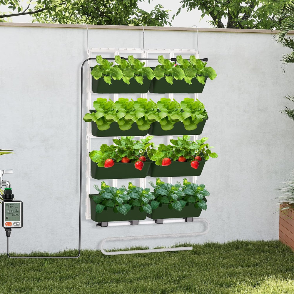 Hængende Vertikale Wand Pflanze, Vertikale Pflanzenwand Balkonbar Pflanzenwand Indendørs med Smart-Timer og Wasserpumpe Blumentopf Wand für Hof Garten Balkon Home Decoration