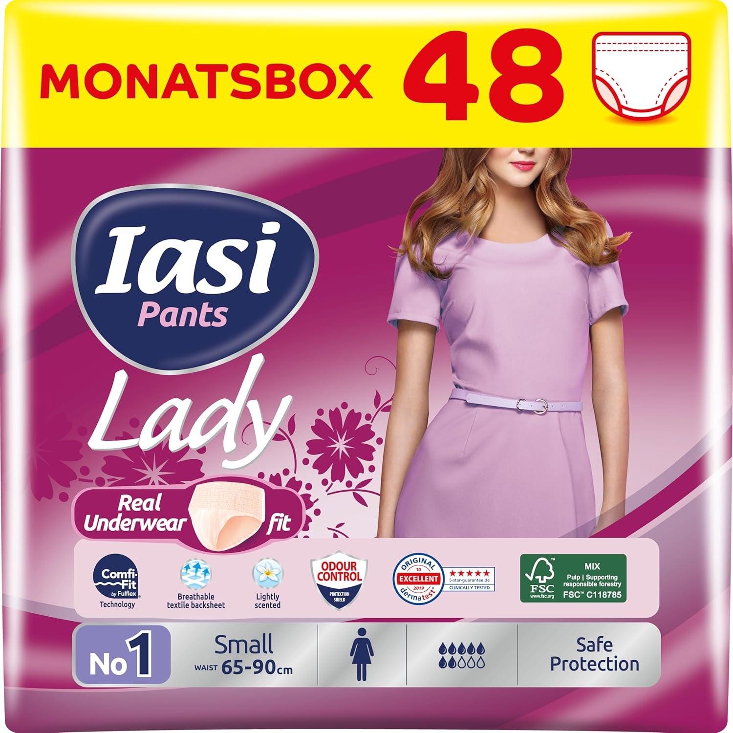 LADY Pants 48 Engangsurininkontinensbukser Absorbans Plus Størrelse S til kvinder 48 stk.