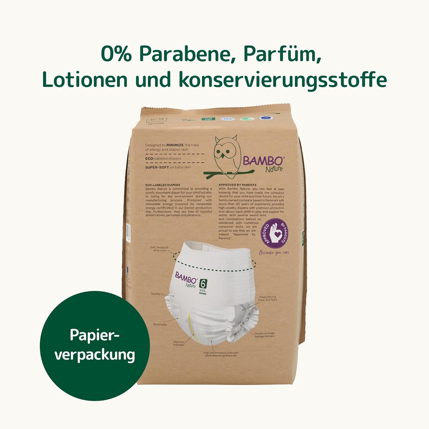 Bambo Nature Babybleer, størrelse 6 (15+ kg) - Månedlig æske med 90 | Spædbørnsbleer med forbedret lækagebeskyttelse | Maksimal komfort og frihed for aktive børn | Dermatologisk testede bleer
