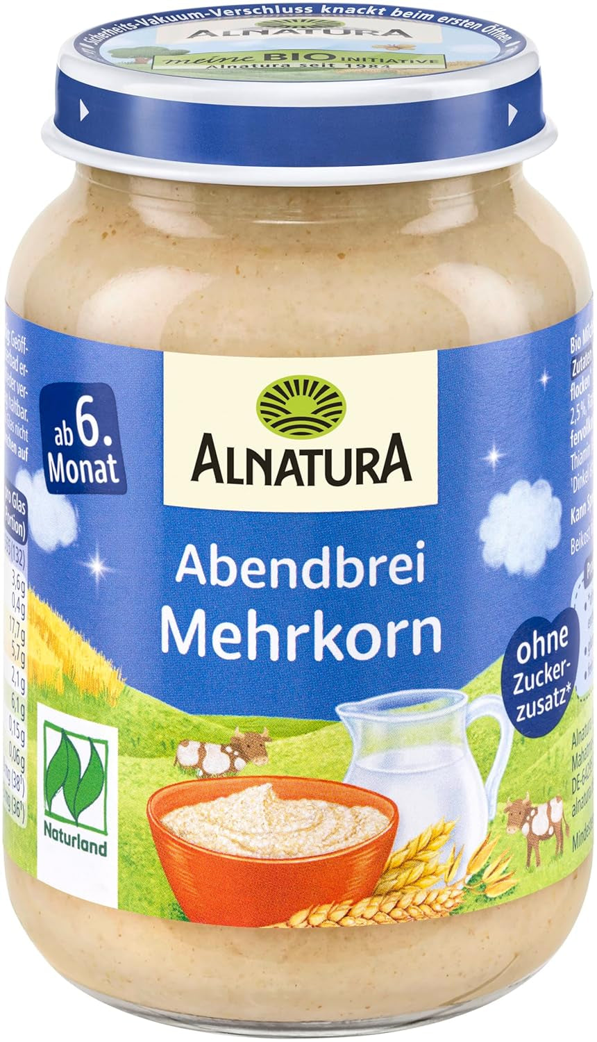 Naturland flerkornsgrød fra 6 måneder, 6 x 190 g