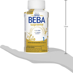 BEBA Nestlé BEBA SUPREME 1 Spædbørnsmælk: drikkeklare flasker med Omega 3, pakke med 4 (1 x 200 ml)