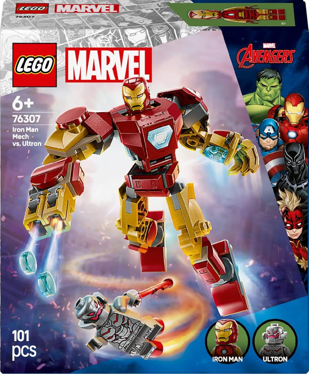 LEGO Marvel Iron Man Mech vs. Ultron - Superheltelegetøj med 2 minifigurer - Actionfigur med bevægelige arme, ben og fingre - Gave til drenge og piger i alderen 6+ 76307 Besuche den LEGO-Store byggesæt