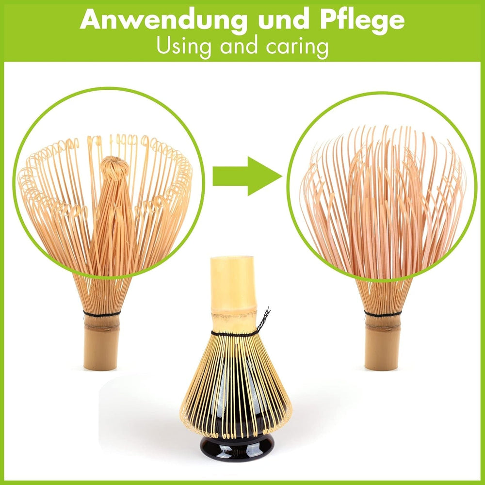 Set Goodwei Matcha cu tel pentru matcha, bol pentru matcha, suport pentru tel din ceramică și ceai matcha organic din Japonia | Set cadou (Kumo)