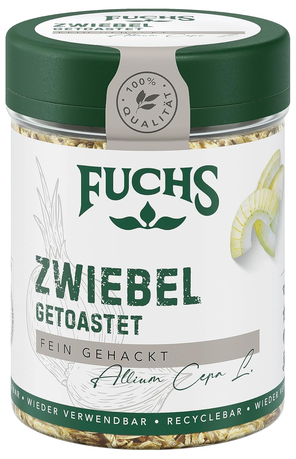 Fuchs Gewürze - Zwiebel getostat - finthakket Zwiebeln für Dips, Schmorgerichte eller Hamburger - naturlige ingredienser - 55 g i wiederverwendbarer, genbrugsbarer Dosis