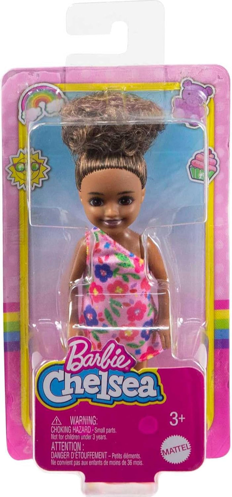 Barbie Chelsea Club – HGT07 – Păpușă, 15 cm, cu articulații, fetiță mestiză cu flori roz