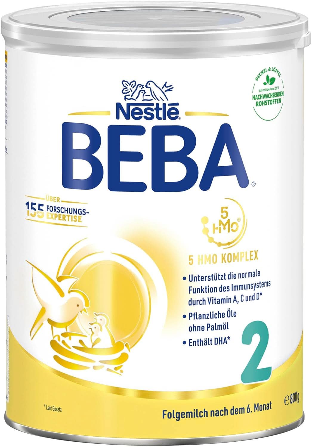 Nestle BEBA 2 Opfølgende mælkepulver efter 6 måneder, med kompleks 5 HMO, kun laktose, uden palmeolie, pakke med 3 (3 X 800G) Mor og barn Naty Shop