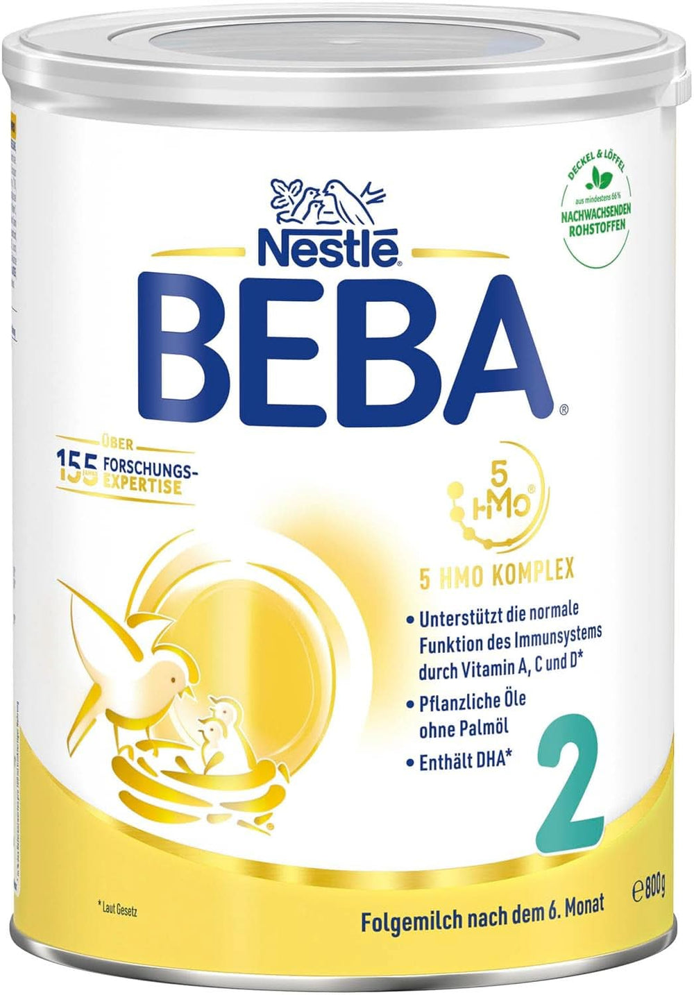 Nestle BEBA 2 Opfølgende mælkepulver efter 6 måneder, med kompleks 5 HMO, kun laktose, uden palmeolie, pakke med 3 (3 X 800G) Mor og barn Naty Shop
