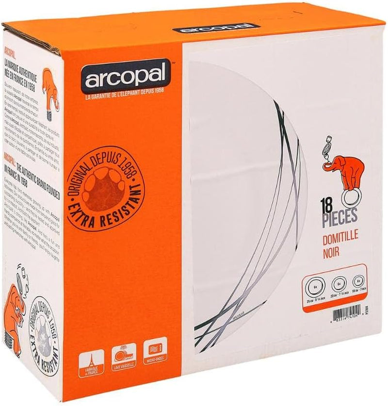 Luminarc Domitille Tafelservice, 18-Teilig, Opal, Keramik, Weiß Servicesæt Naty Shop