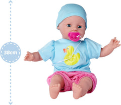 Simba 105010964 - Laura Hungry blød kropsdukke med mannequin, trylleske, flaske med forsvindende indhold og lille tallerken, 38cm, dukke fra 2 år Naty Shop Dolls