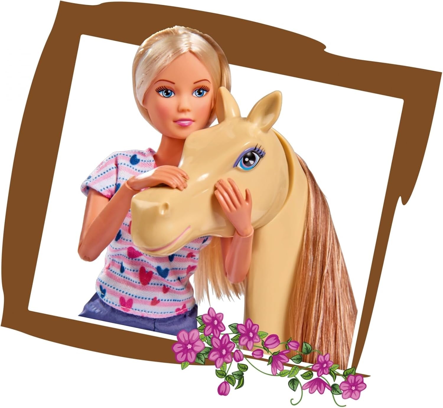 Simba 105730939 - Steffi Love Turul Călăriei, în costum de călărie, cu 2 cai, păpușă complet articulată, păpușă de modă, 29 cm, pentru copii cu vârsta de 3 ani și peste