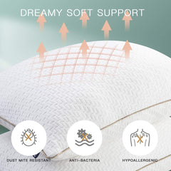 Pernă Bedstory, Pernă de dormit, 2 bucăți, Hipoalergenică, Pernă anti-praf, În jos, Calitate alternativă, Pernă de pat pentru cei care dorm pe spate, stomac și lateral, Dimensiune standard, Lavabilă, 42 X 70 Cm Perne standard Naty Shop