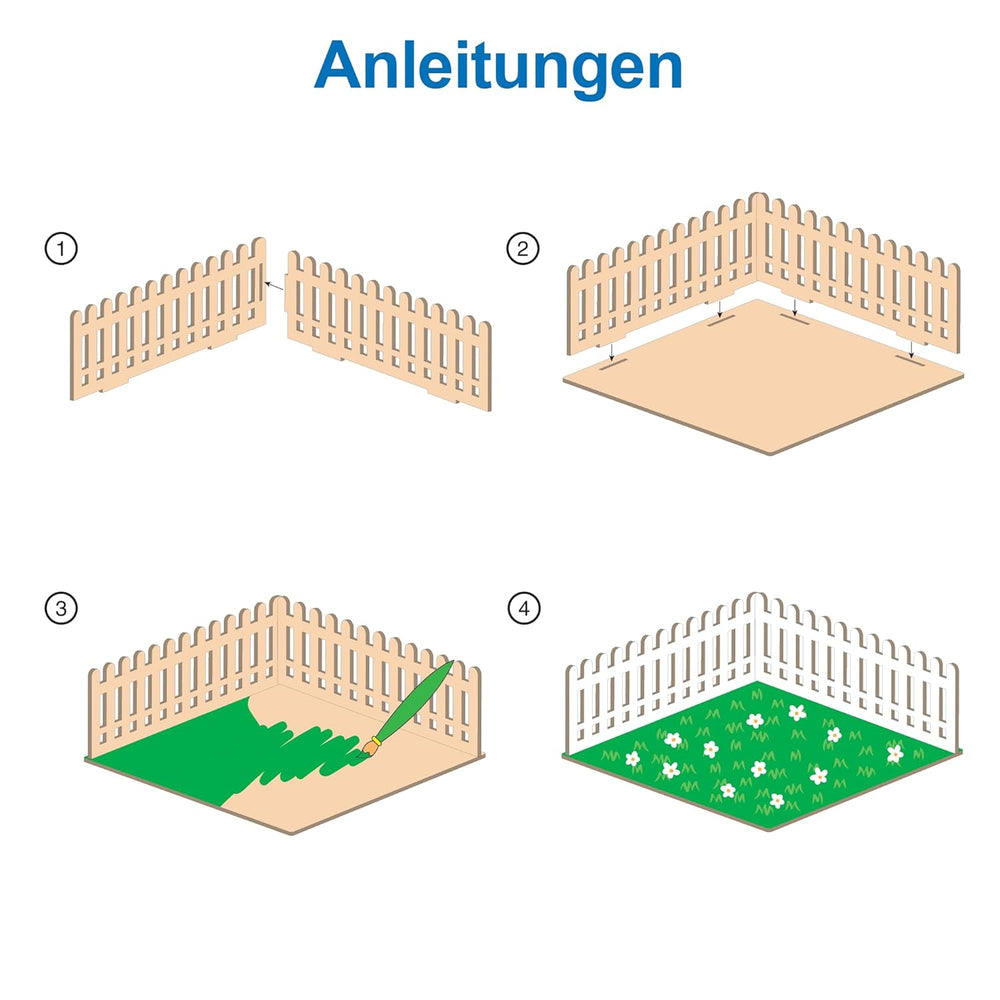 Baker Ross FN256 Mini casă de păpuși din lemn, grădină - 1 pachet, kit casă de păpuși pentru copii, kit de artizanat