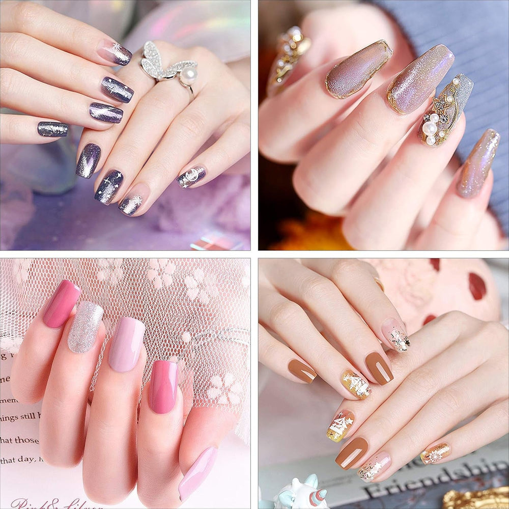 200 bucăți vârfuri de unghii false, 10 mărimi unghii artificiale acrilice cu împingător de cuticule și cutie transparentă pentru femei și fete (naturale și transparente)