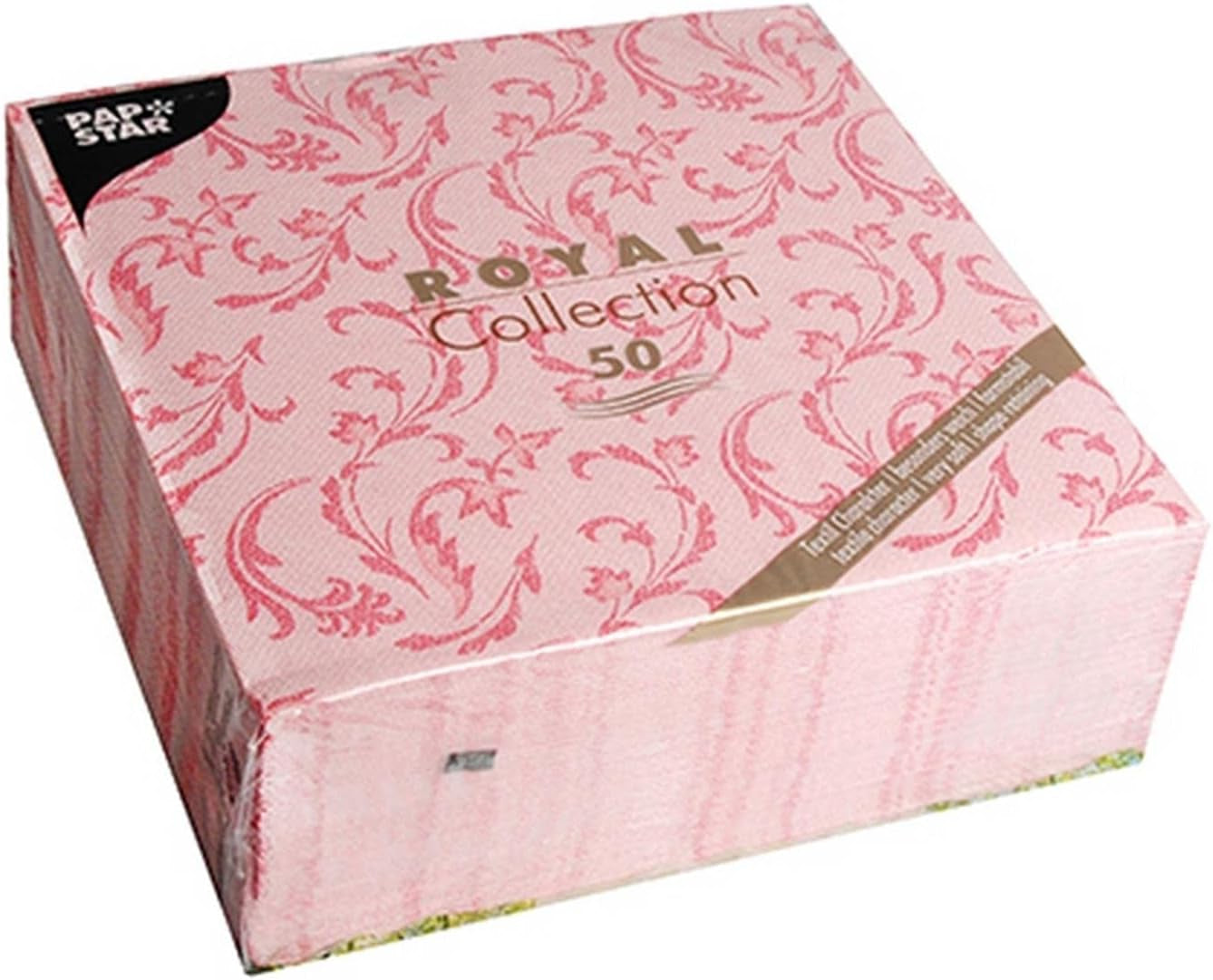 Papstar, 50 șervețele "ROYAL Collection" 1/4-fold 40 Cm X 40 Cm Fuchsia "Damascato", #85002