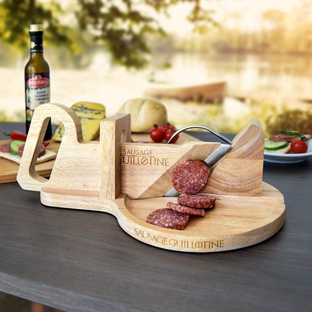 Traditionel pølseskærer - Pølseguillotine - 30 X 19 X 12 Cm - Massivt træskærere og udskærere Naty Shop