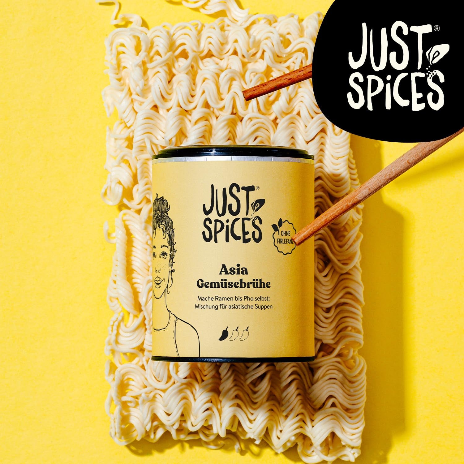 Just Spices Asia Gemüsebrühe I Würze asiatisk Suppen zu Hause selbst I Gewürzdose, 65 g