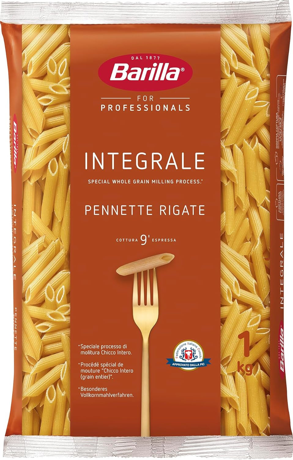 Barilla Pennette Rigate fuldkornspasta, pakke med 9 (9 x 1 kg)