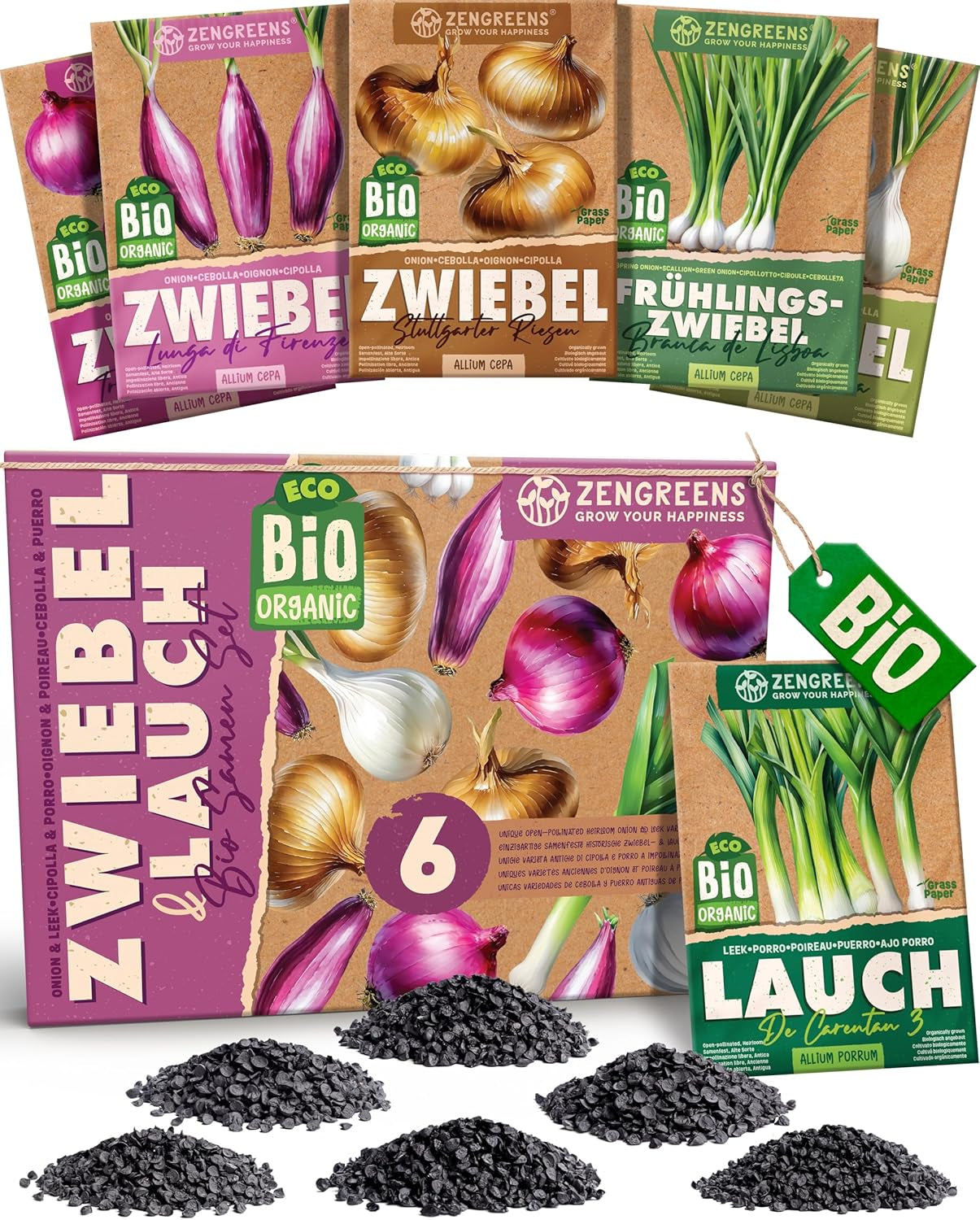 Økologiske basilikumfrø i et sæt med 6 - 6 basilikumfrø til nem dyrkning i haven, balkonen eller højbedet - Plantefrø - Frøplanter