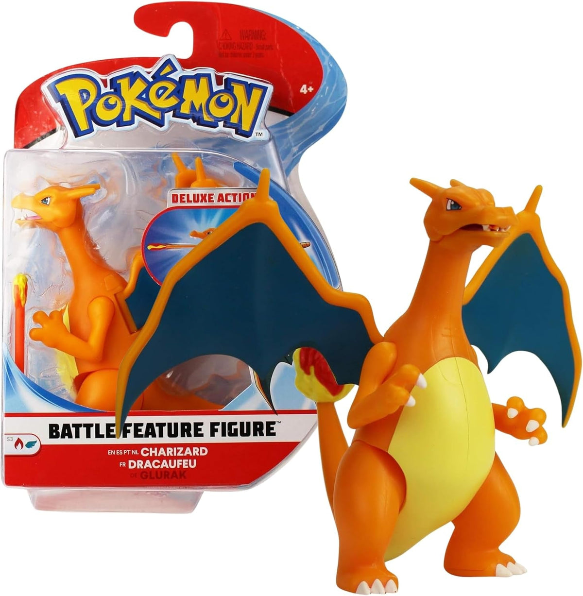 Pokémon PKW0368 - Battle Feature Figur - Glurak Officiel Movable Figur 11,5 cm Action Figurer Naty Shop Standardtitel