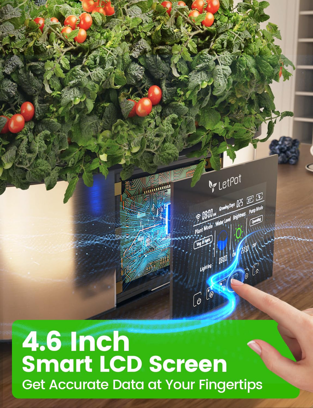 LPH-Max Hydroponic Grow System Kit, 21 kapsler, app og WiFi, automatisk styret, smart indendørs have med 36W LED-lys, automatisk drypvandingskit, selvstyret pleje