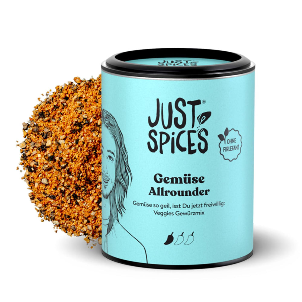 Just Spices Gemüse Allrounder I Jedes Gemüse af Aubergine bis Zucchini lecker würzen I Gewürzdose, 75 g