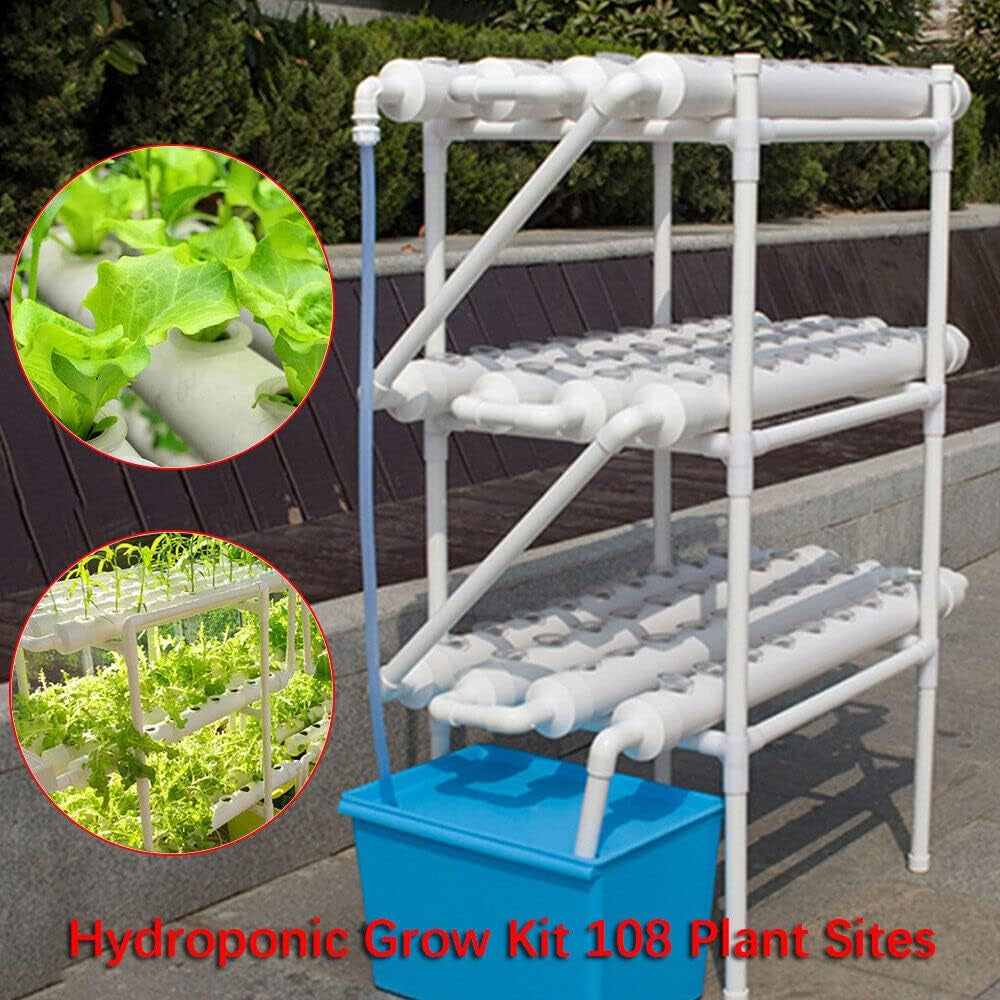 3-trins Hydroponic Grow System Kit 108 dyrkningssteder Hydroponic System til grøntsager Grow Kit Soilless Grow System Hydroponic Kits til bladgrøntsager.