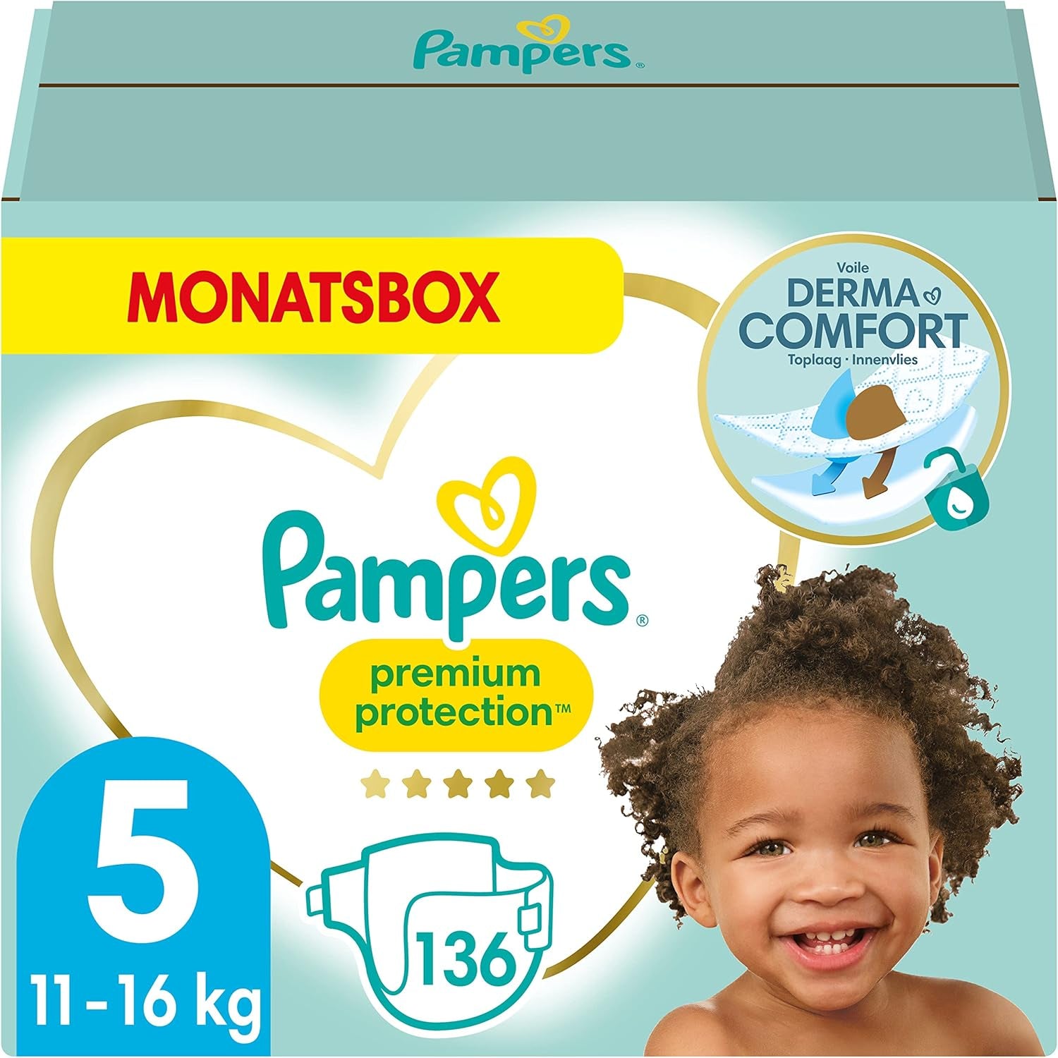 Pampers Premium Protection Størrelse 6, 144 bleer, 13 kg-18 kg, vores #1 hud- og lækagebeskyttelse