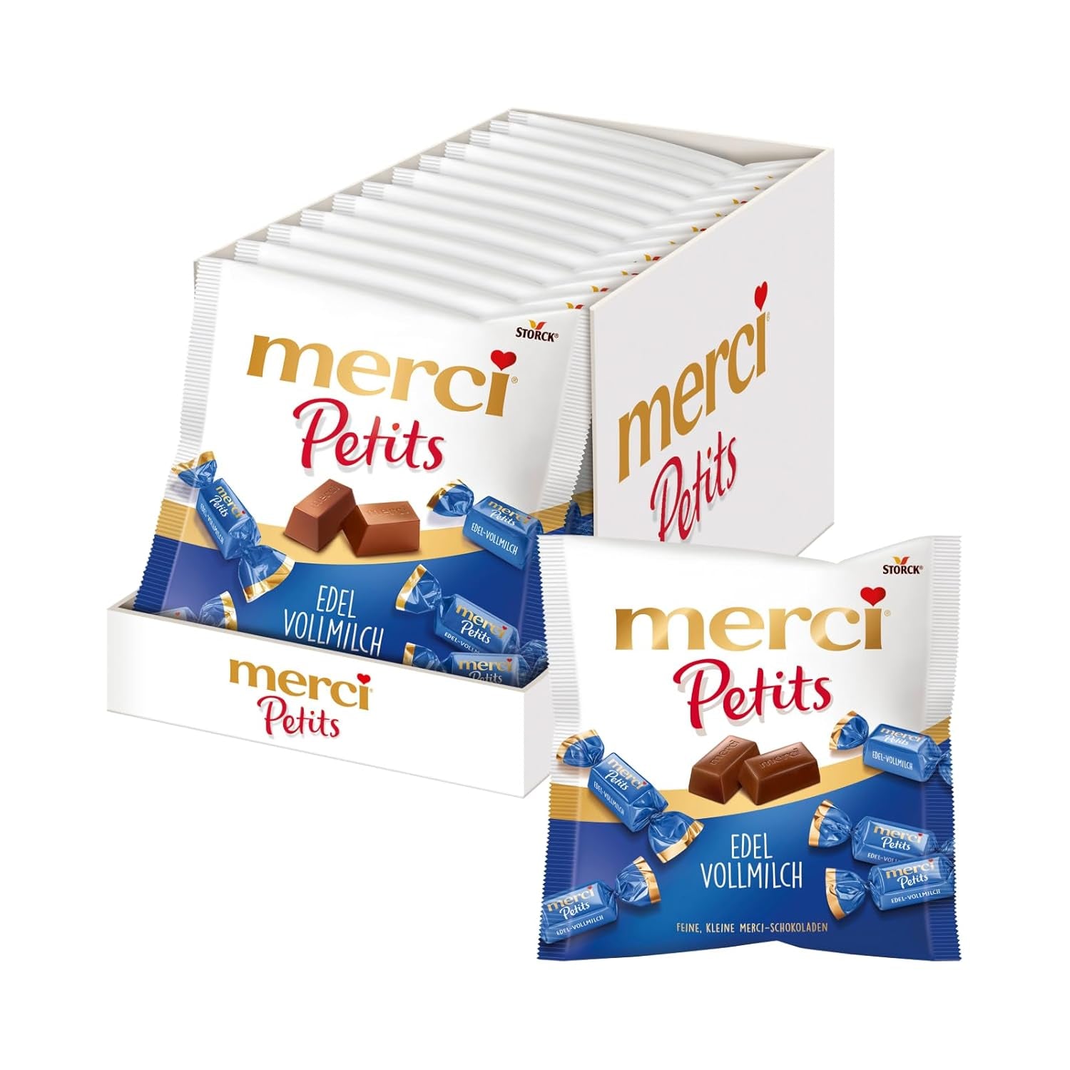 Merci Petits kaffecreme - 12 x 125 g - Små hvide chokoladepraliner på fin chokolade med kaffecreme - individuelt indpakkede chokoladepraliner