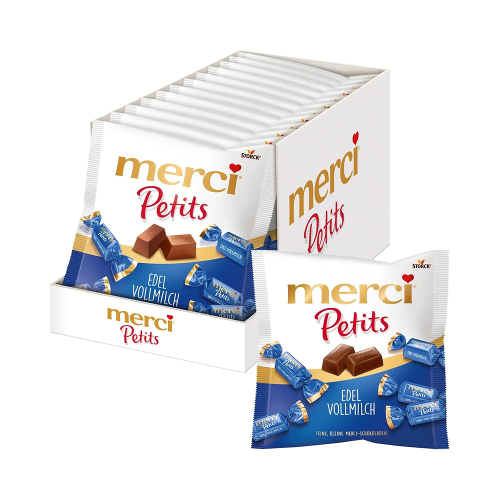 Merci Petits kaffecreme - 12 x 125 g - Små hvide chokoladepraliner på fin chokolade med kaffecreme - individuelt indpakkede chokoladepraliner