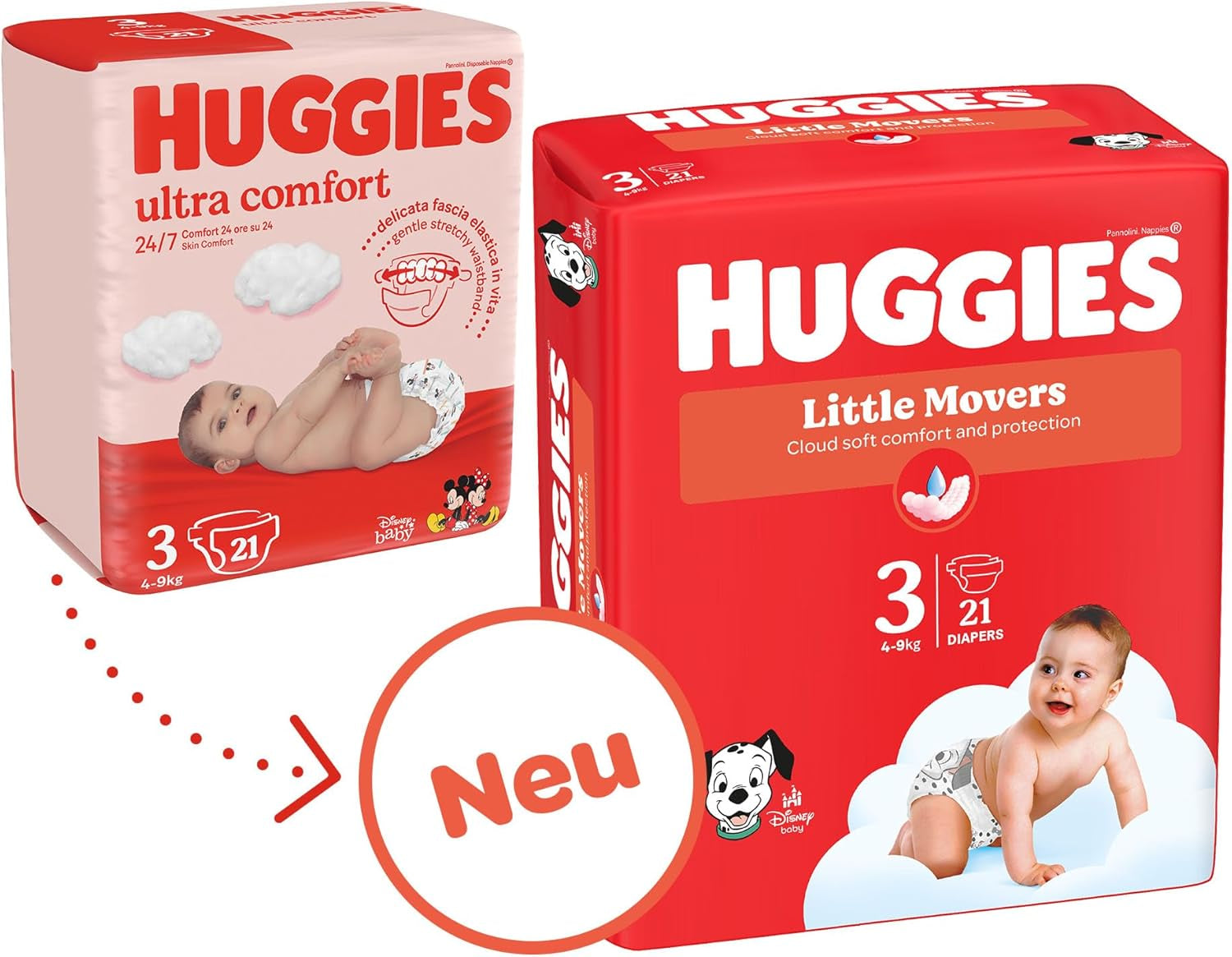 Huggies Babybleer Little Movers, Disney Design, Størrelse 3, 168 Antal (3 x 56), Månedsæske
