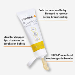 Medela Purelan 37G Lanolin Nipple Cream - creme til ømme brystvorter og tør hud, 100 % naturligt, allergivenligt Tilbehør Mad og amning Bebe Naty Shop