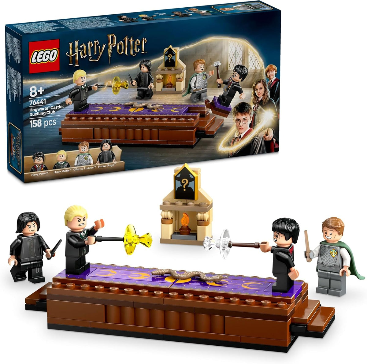 LEGO Harry Potter Hogwarts Castle: Duelklubbyggesæt med 4 minifigurer inkl. Draco Malfoy, Gilderoy Lockhart & Severus Snape, sæt med funktion Til drenge og piger i alderen 8+ 76441 Byggesæt Besuche den LEGO-Store Standard titel