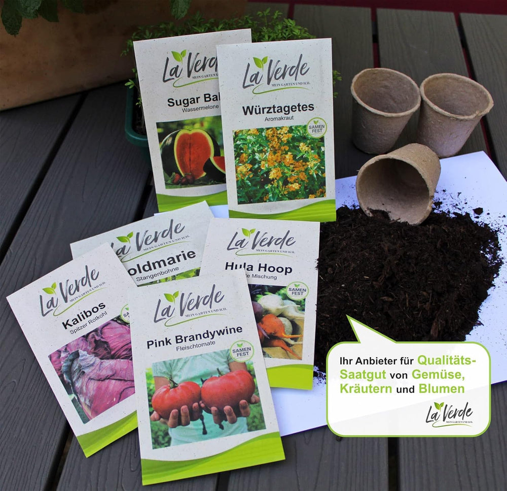 La Verde MIN HAVE OG MIG. Tagetes Bonita Bland blomsterfrø i ca. 100 planter, langblomstrende morgenfruer, dobbelte blomster, ikke-GMO frø