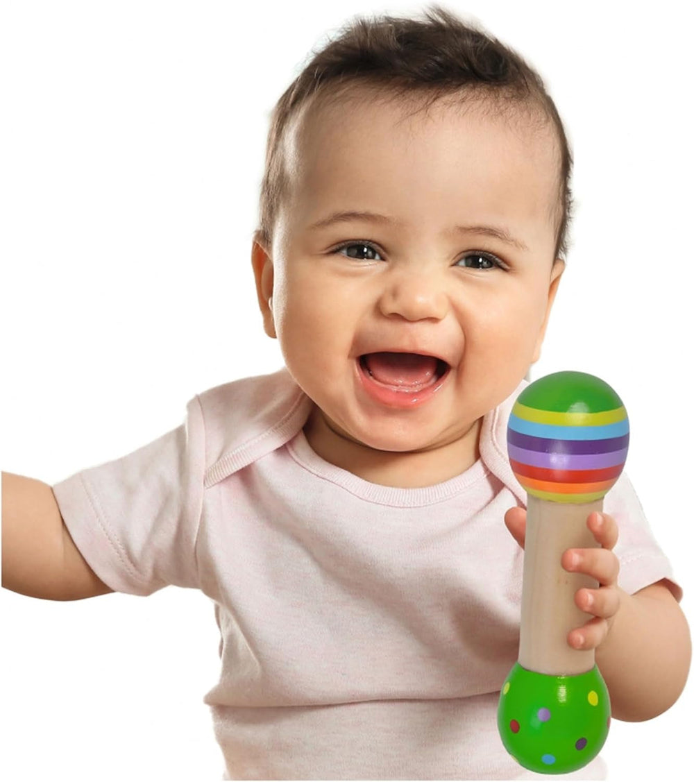 Eichhorn - set muzical din 2 piese, include jucărie de prins cu clopoței și băț cu sunet, instrumente muzicale colorate din lemn, de la 1 an Jucarii Bebe Naty Shop