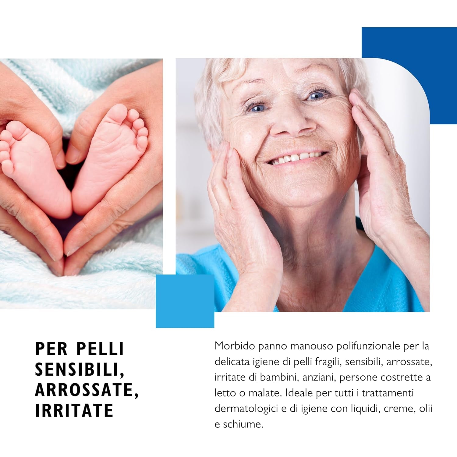 BIODERM Cellusoft - bløde, multifunktionelle engangsviskose og polyester vådservietter - multifunktionelle servietter til den delikate hygiejne af følsom og rød hud hos ældre og børn - 30 x 38 cm (50)