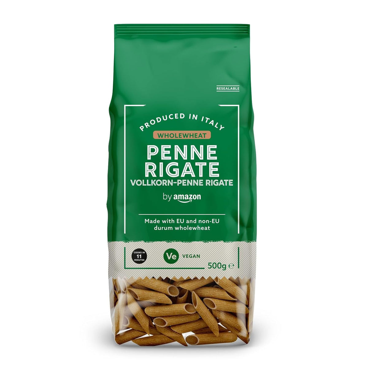 Fuld hvede Penne Rigate fra Amazon, 500g