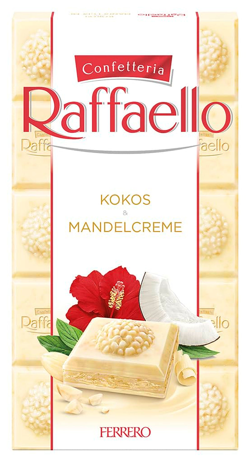 Ferrero Raffaello Chokoladebar - Valentinsdagsgave til ham og hende - Hvid chokolade med kokoscreme og mandler - 1 chokoladebar x 90 g