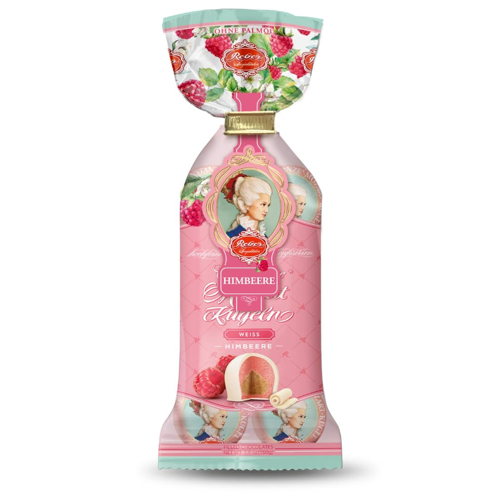 Reber Mozart kugler med mørk chokolade, pakke med 6 med marcipan og nougat, vegansk - 1 x 120 g