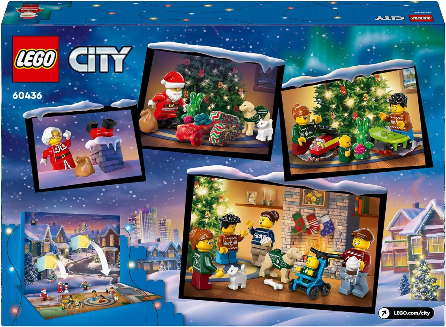 LEGO City Adventskalender 2024, Adventsgave til børn fra 5 år, 24 overraskelser, minifigurer i juledragt, julemand og fru julemand, julegave 60436 Byggesæt Besuche den LEGO-Store