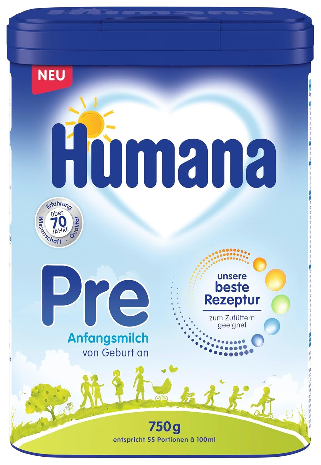 Formula Humana Pre Infant 750g - Pakke - Mælk til babyer fra fødslen - Formel til babyer som erstatning eller supplement til modermælk - Mad til babyer