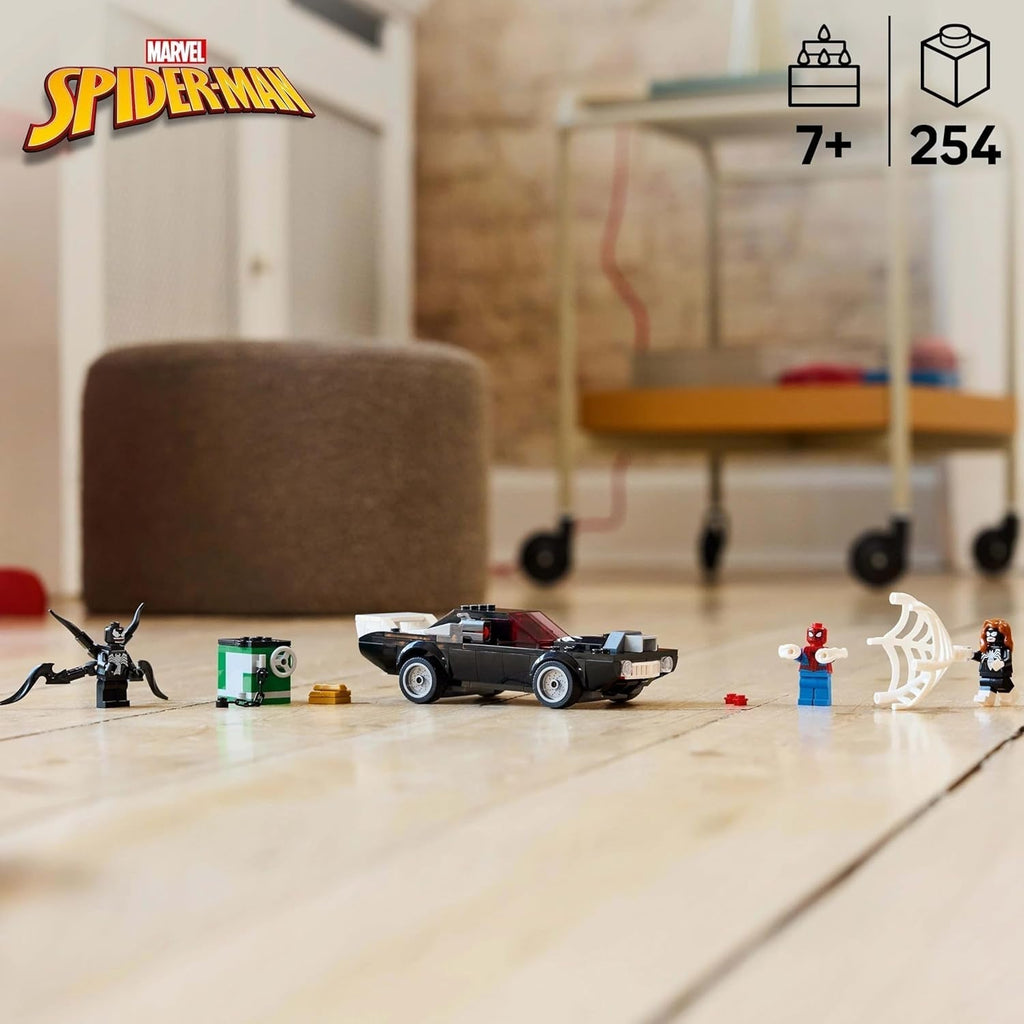 LEGO Marvel Spider-Man Mech Vs. Venom Muscle Car - Mașină de jucărie cu 3 minifigurine de supereroi - Model de mașină cu trăgători - Cadou pentru băieți și fete cu vârsta de 7+ 76309 Seturi de constructie Besuche den LEGO-Store